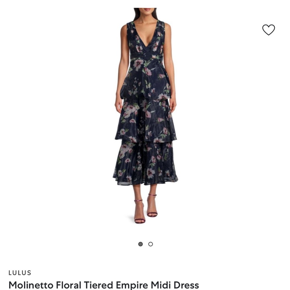 NWT Lulus Molinetto Floral Tiered Empire Midi Dress, size Small
